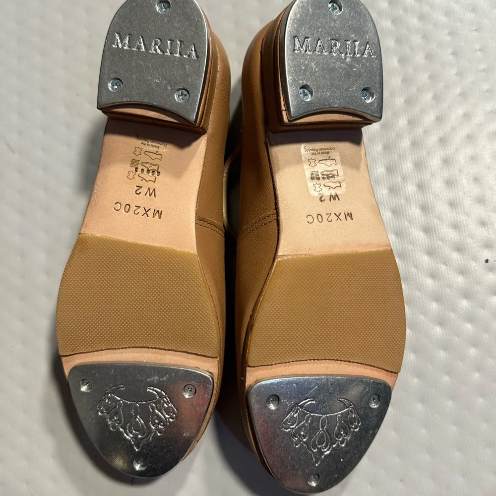 Mariia Tan Mariia Soft Leather Mary Jane Tap Shoes Size 1 1/2W NEW NIB